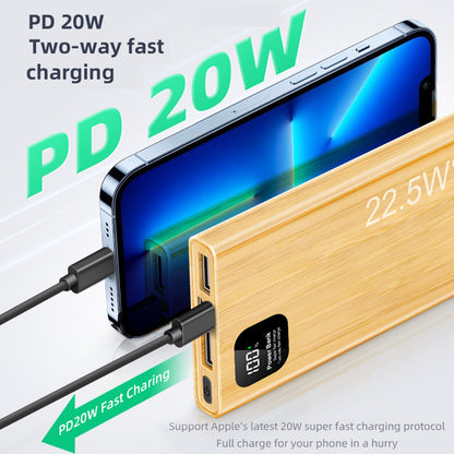 M7-C-M1 10000mAh Wood Grain Power Bank Digital Display Portable Phone Charger