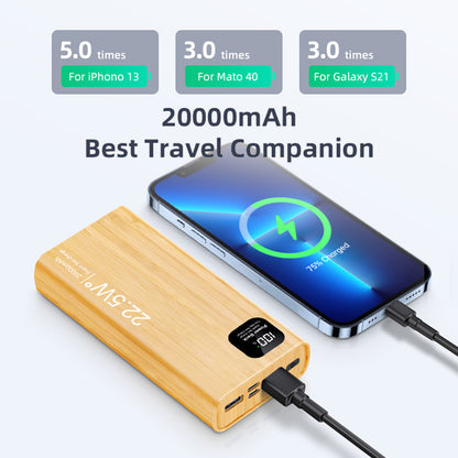 M7-C-M2 20000mAh Digital Display External Battery Pack Wood Grain Power Bank