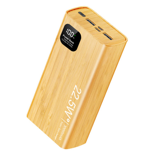 M7-C-M3 30000mAh External Battery Pack with Digital Display Wood Grain Power Bank