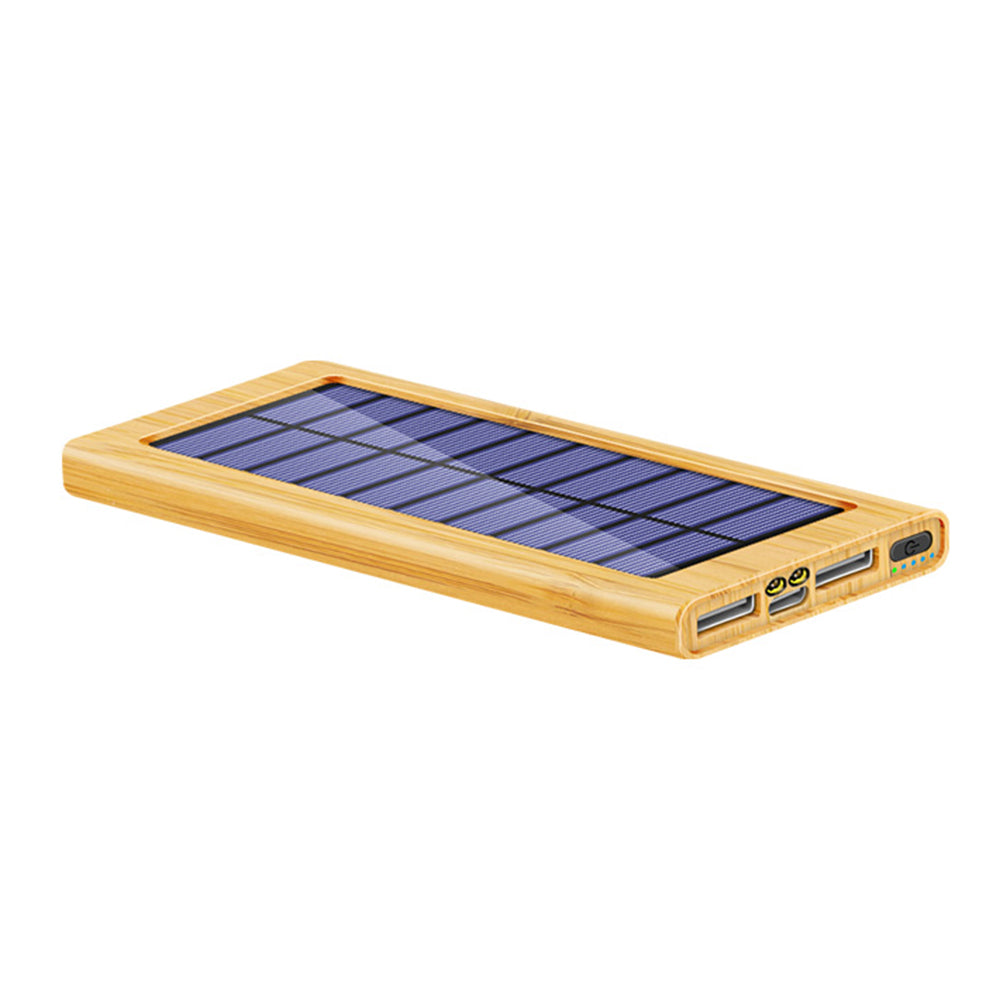 M7-M1 Wooded Texture Digital Display Solar Power Bank 10000mAh Mobile Phone Portable Charger