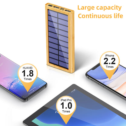 M7-M1 Wooded Texture Digital Display Solar Power Bank 10000mAh Mobile Phone Portable Charger