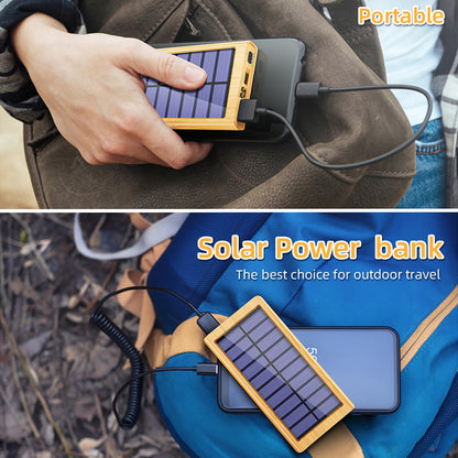 M7-M1 Wooded Texture Digital Display Solar Power Bank 10000mAh Mobile Phone Portable Charger