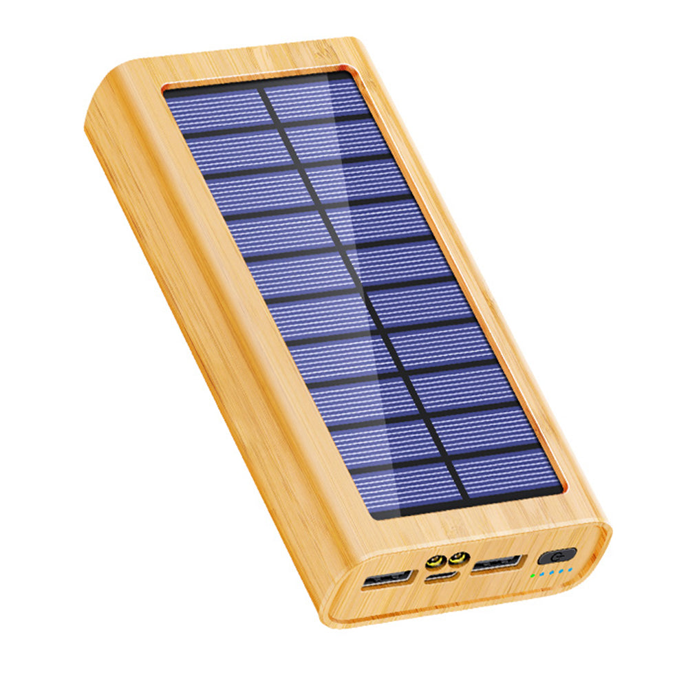 M8-M2 Wooded Texture 20000mAh Solar Power Bank Digital Display Portable Phone Charger External Battery Pack