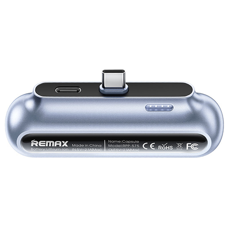 REMAX RPP-575 Capsule Series 2.1A Type-C Power Bank 2500mAh Emergency Direct Charging Phone Charger External Battery Pack