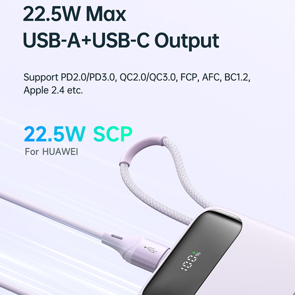 MCDODO MC-325 PD 22.5W Power Bank with iP Cable, 10000mAh Phone Battery Pack Portable Charger