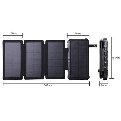 20000mAh Folding Solar Power Panel Universal Cell Phone Power Bank Emergency Solar Battery with Flashlight