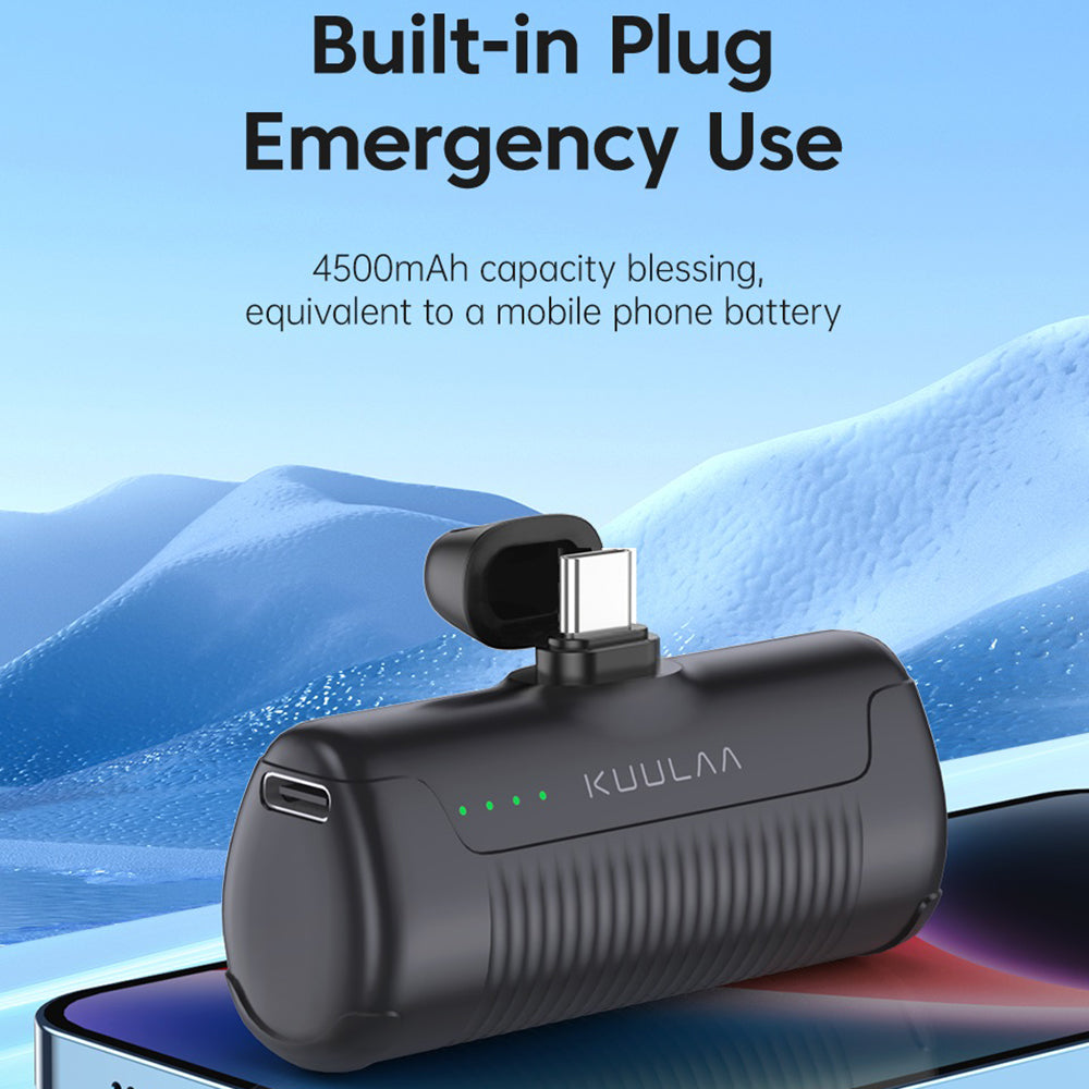 KUULAA KL-YD47 Capsule Portable Charger ABS+PC Type-C Power Bank 4500mAh Emergency Phone Battery Pack