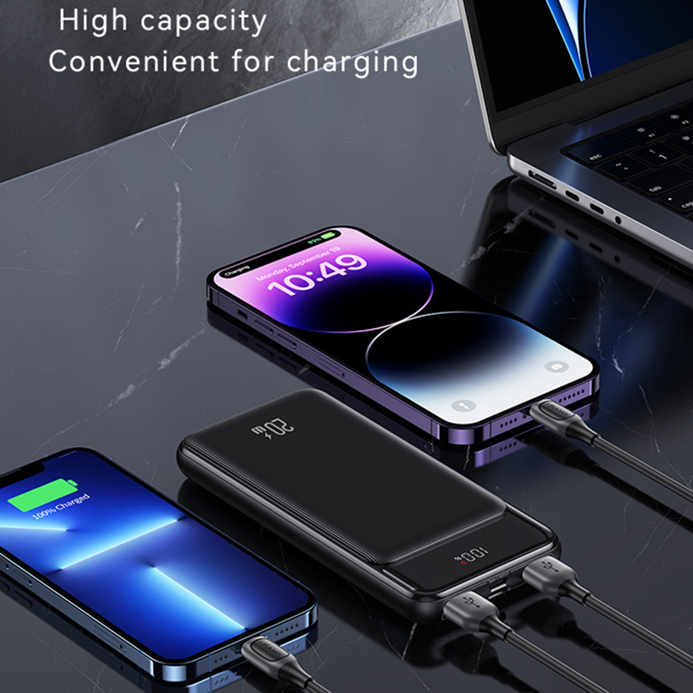 USAMS US-CD197 XY Series PD 20W + QC3.0 Fast Charging Power Bank 2 USB + Type-C Digital Display 10000mAh Phone Charger