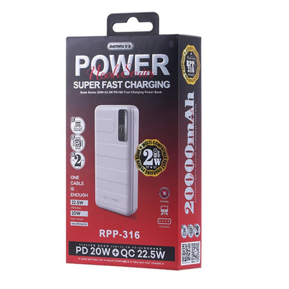 REMAX RPP-316 20W+22.5W PD+QC Fast Charging Power Bank 20000mAh Portable Phone Charger