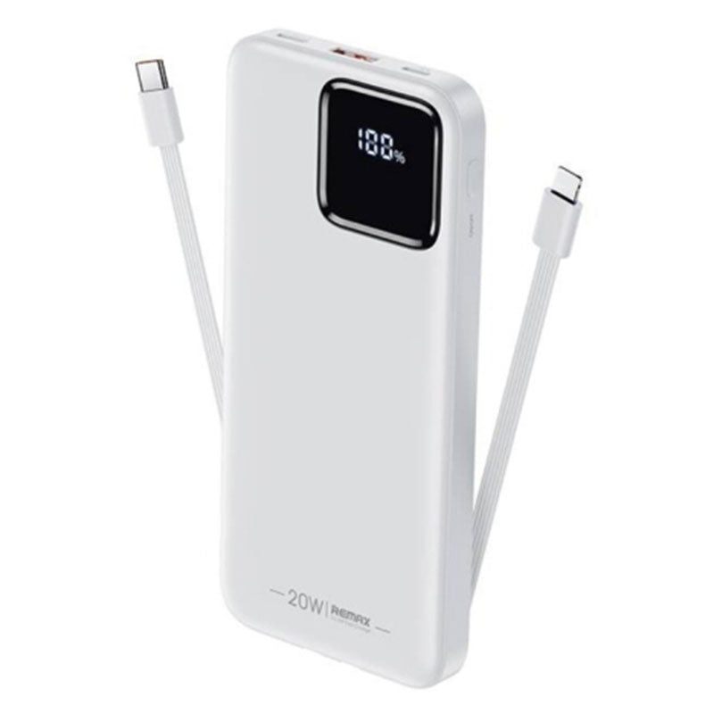 REMAX RPP-500 10000mAh PD 20W Power Bank Phone External Battery Charger with Built-in Type-C / iP Cable