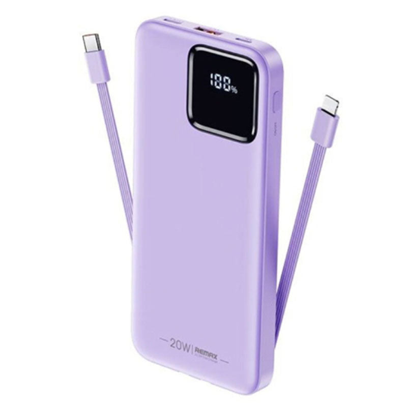 REMAX RPP-500 10000mAh PD 20W Power Bank Phone External Battery Charger with Built-in Type-C / iP Cable