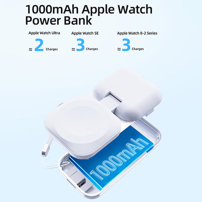 V20A Magnetic Wireless Watch Charger 1000mAh Folding Watch Power Bank for Apple Watch Series 2-8 Generation