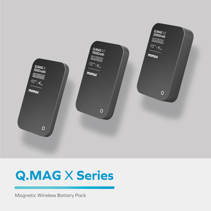 MOMAX Q.MAG X Metal Magnetic Wireless Charger 5000mAh Cell Phone Power Bank Compatible with MagSafe, Black