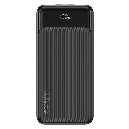 USAMS US-CD198 XY Series 10000mAh 2 USB + 1 Type-C Power Bank Digital Display Phone External Battery