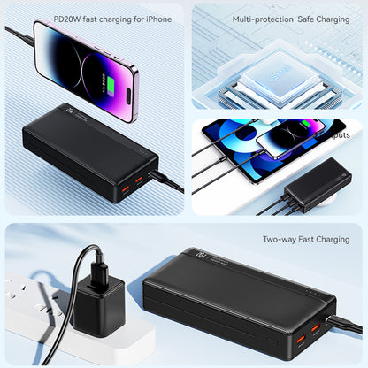 USAMS US-CD204 PB71 PD 20W + QC3.0 20000mAh Fast Charging Power Bank 2 USB + 1 Type-C Phone External Battery