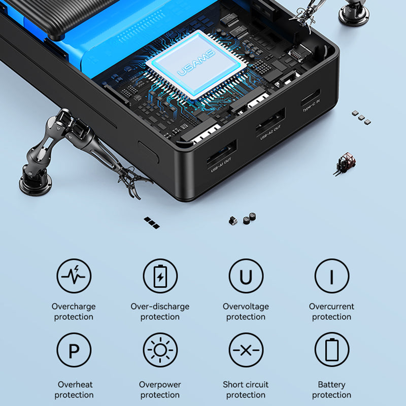 USAMS US-CD206 PB71 20000mAh Dual USB Power Bank Phone External Battery Charger