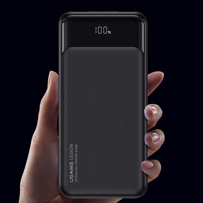 USAMS US-CD202 XY Series 30000mAh 2 USB + 1 Type-C Power Bank External Battery Pack with Digital Display