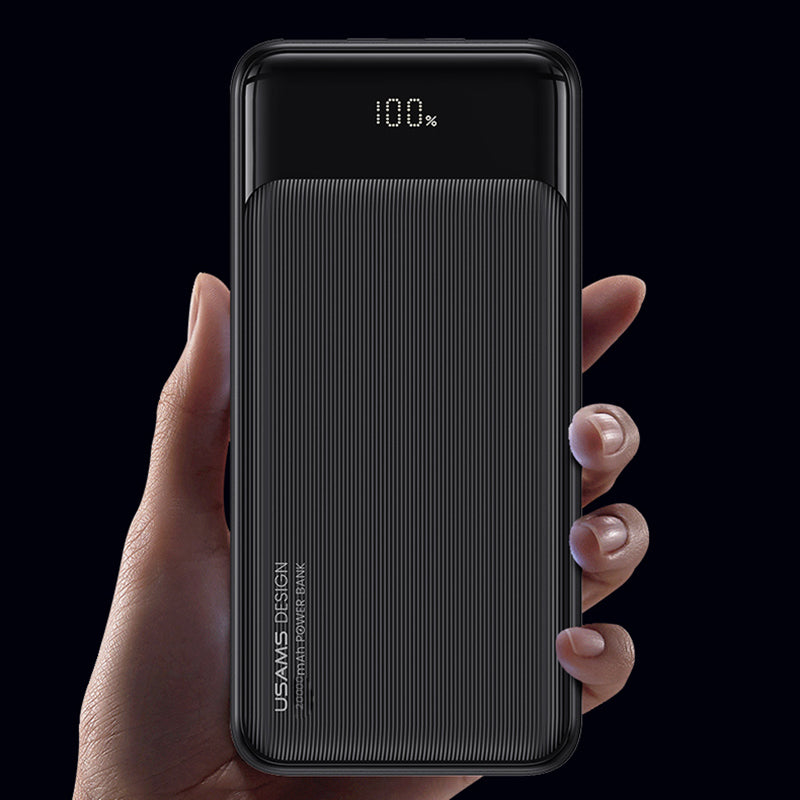 USAMS US-CD200 XY Series 20000mAh Power Bank 2 USB + 1 Type-C Digital Display External Battery Pack