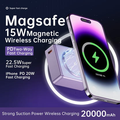 Q7 15W Magnetic Wireless Phone Charger 20000mAh Power Bank Portable External Battery Pack