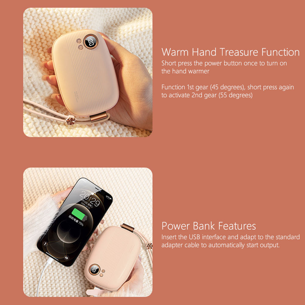 01D Hand Warmer Portable 2-in-1 10000mAh Power Bank Heating Great Gift with Digital Display (without CE)