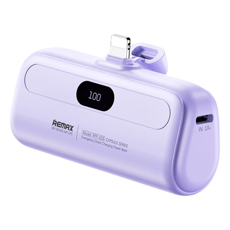 REMAX RPP-633 Capsule Series 2A iP Port 5000mAh Power Bank Emergency Direct Charge Phone Charger