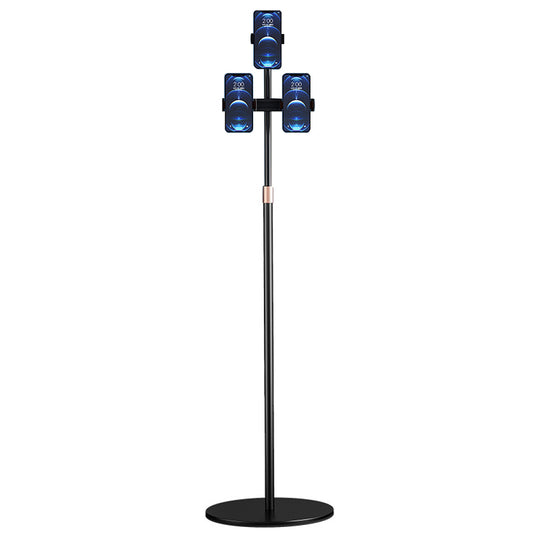 B08 160cm Telescopic Phone Holder Stand Height Free Lifting 360 Degree Rotation Floor Bracket, Three Clips