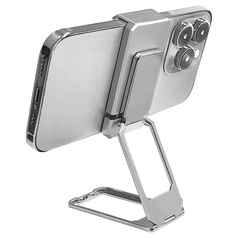 Folding Metal Desktop Phone Kickstand 360-Degree Rotating Zinc Alloy Cell Phone Back Clip Stand