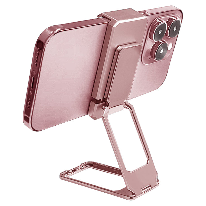 Folding Metal Desktop Phone Kickstand 360-Degree Rotating Zinc Alloy Cell Phone Back Clip Stand