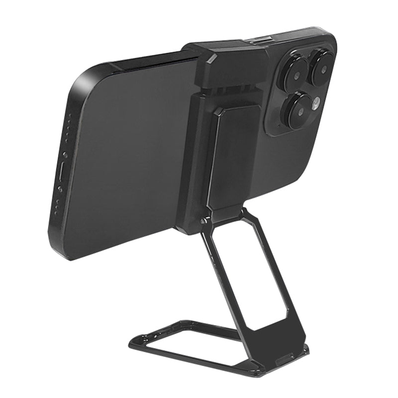 Folding Metal Desktop Phone Kickstand 360-Degree Rotating Zinc Alloy Cell Phone Back Clip Stand