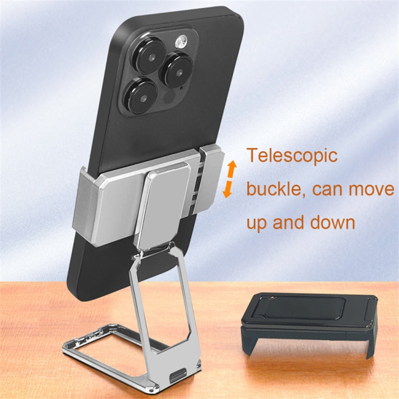 Folding Metal Desktop Phone Kickstand 360-Degree Rotating Zinc Alloy Cell Phone Back Clip Stand