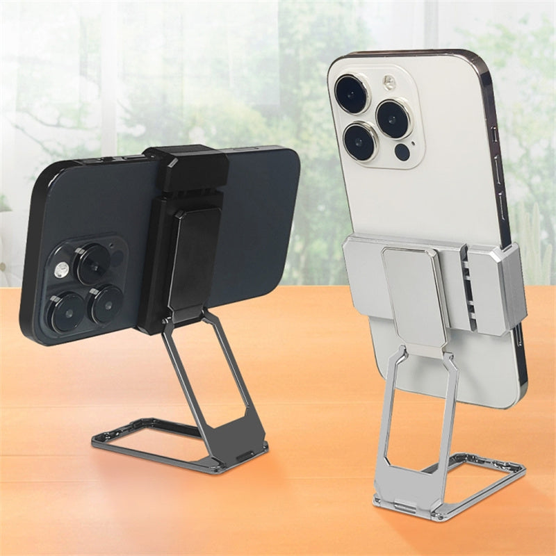 Folding Metal Desktop Phone Kickstand 360-Degree Rotating Zinc Alloy Cell Phone Back Clip Stand