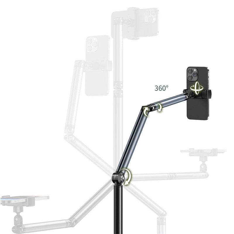 XIAOTIAN L58 Phone Floor Stand, 1.6m Adjustable Mobile Phone Holder Phone Arm Mount with Base