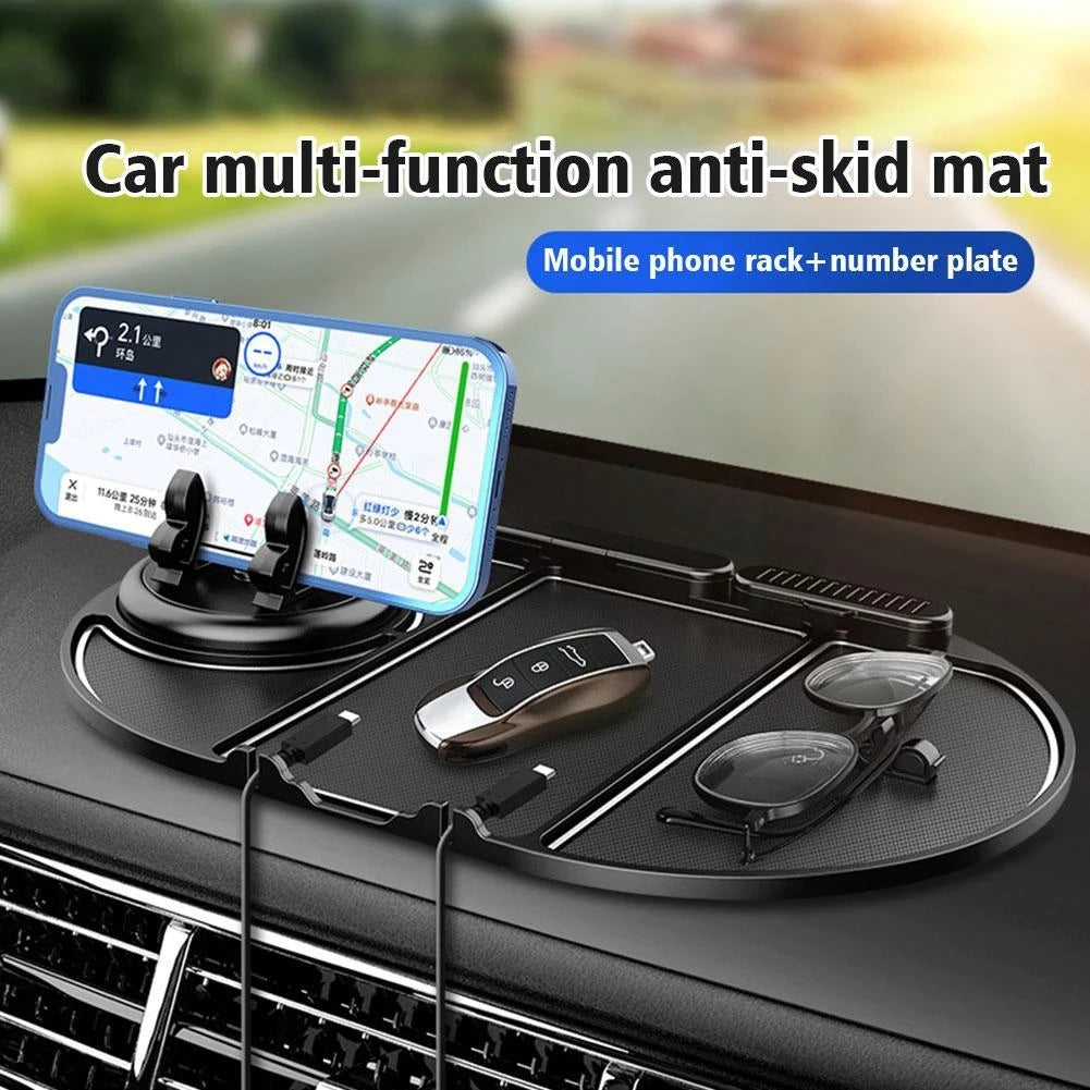 Multifunction Car Anti-slip Mat Phone Stand Vehicle Sundries Rubber Storage Mat with Phone Number Plate