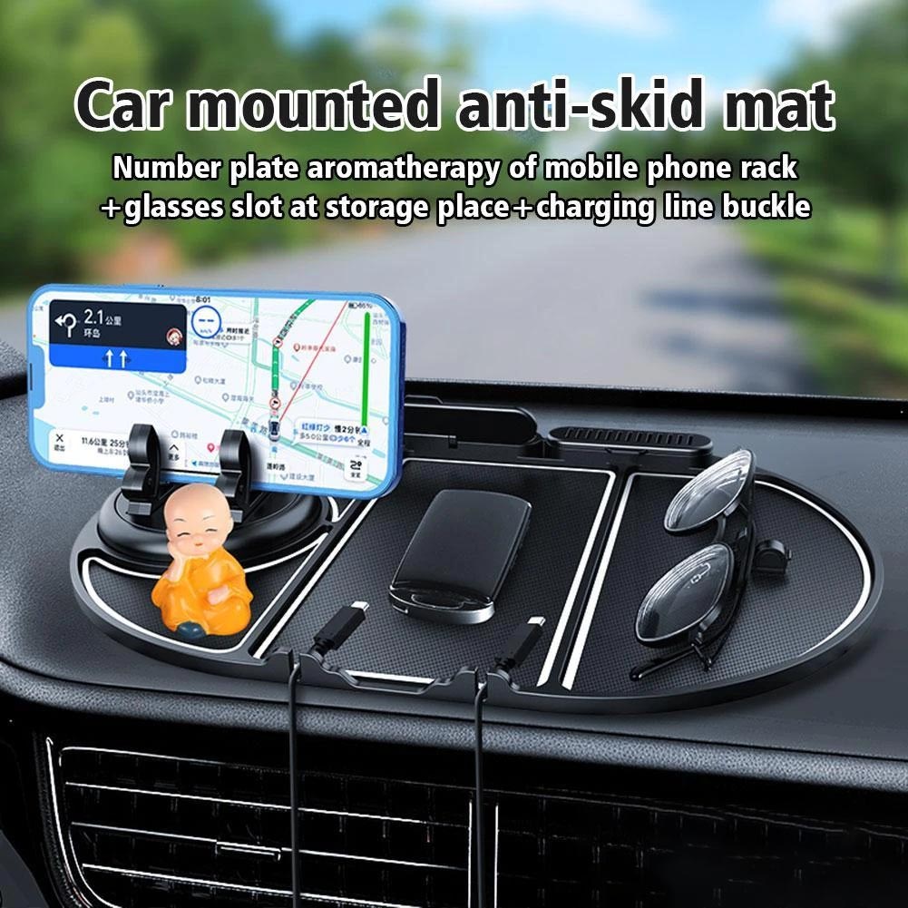 Multifunction Car Anti-slip Mat Phone Stand Vehicle Sundries Rubber Storage Mat with Phone Number Plate