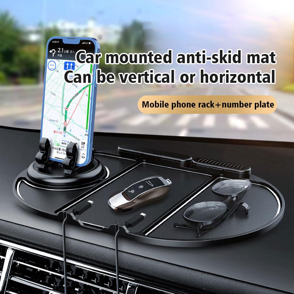 Multifunction Car Anti-slip Mat Phone Stand Vehicle Sundries Rubber Storage Mat with Phone Number Plate