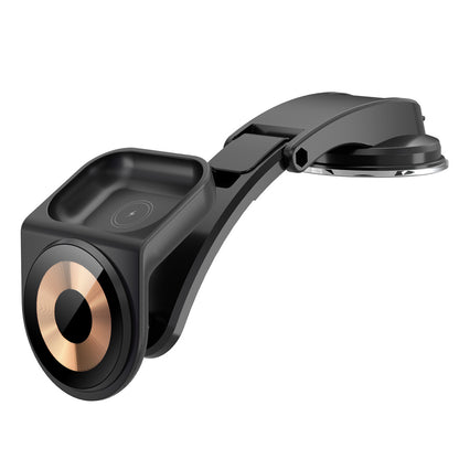 2 in 1 Suction Dashboard Mount 15W Max Magnetic Wireless Car Charger for Mobile Phone / Earphones