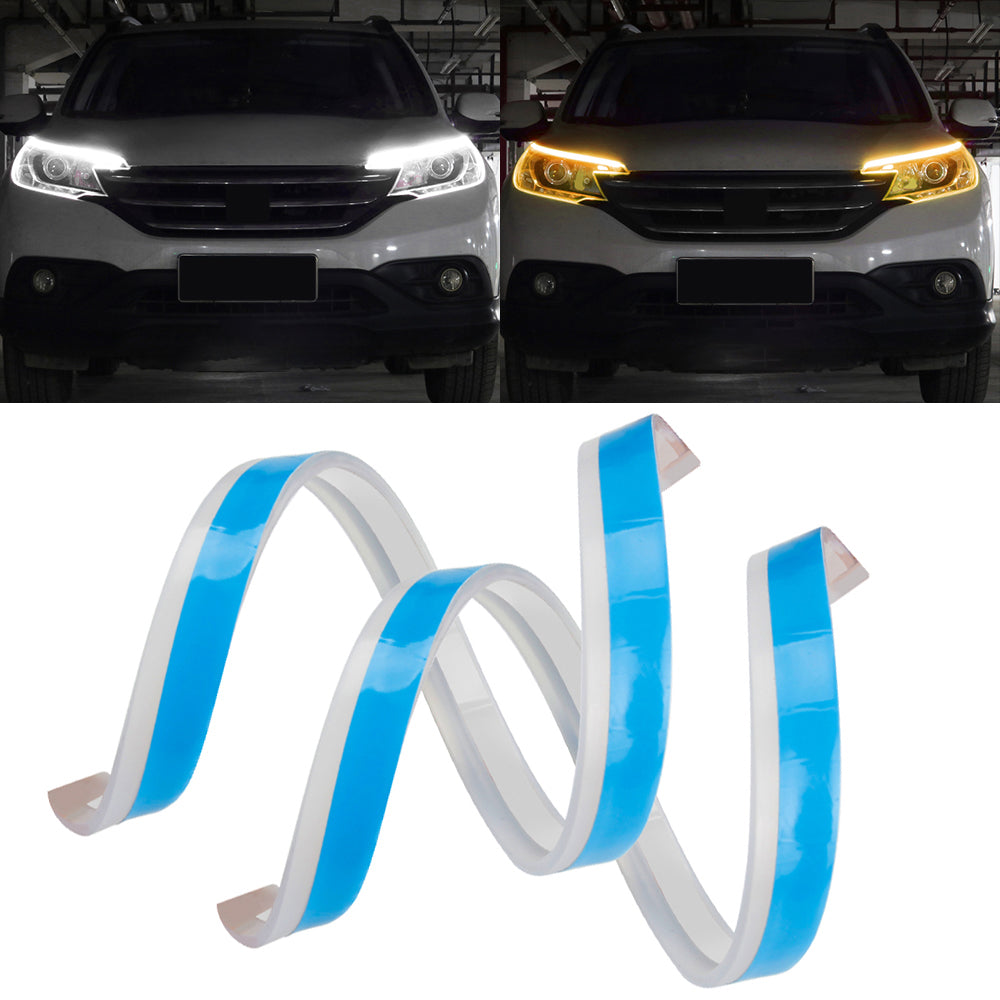 2Pcs 30cm Waterproof Car DRL Flexible LED Strip Daytime Running Light Turn Signal Light