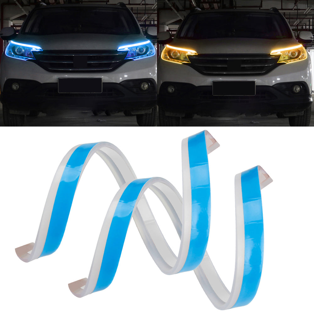 2Pcs 30cm Waterproof Car DRL Flexible LED Strip Daytime Running Light Turn Signal Light