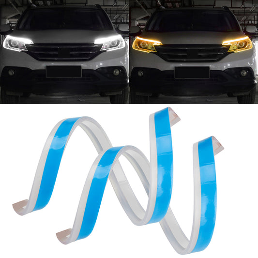 2Pcs 45cm Ultra Thin Car DRL Flexible LED Strip Waterproof Daytime Running Light Turn Signal Light