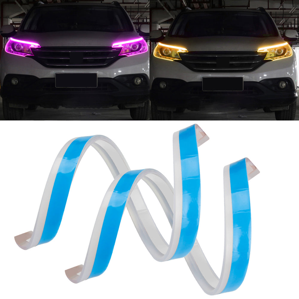 2Pcs 45cm Ultra Thin Car DRL Flexible LED Strip Waterproof Daytime Running Light Turn Signal Light