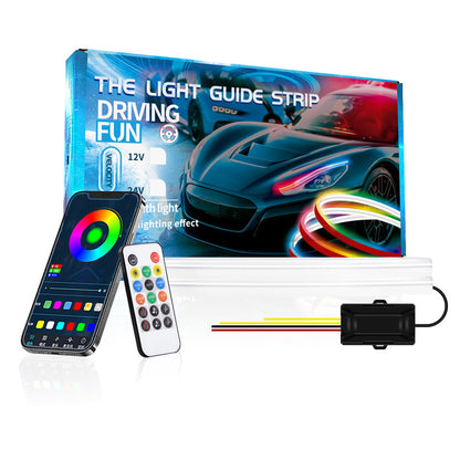 DR60 Car Driving Lights Bar Starter Scan Daytime LED Strip Lights APP Control 24V RF 1-to-2 Car Colorful Turn Signal