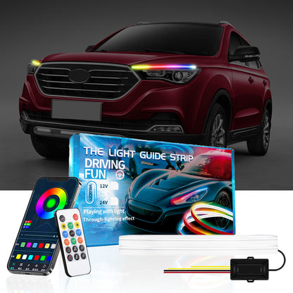 DR60 Car Driving Lights Bar Starter Scan Daytime LED Strip Lights APP Control 24V RF 1-to-2 Car Colorful Turn Signal