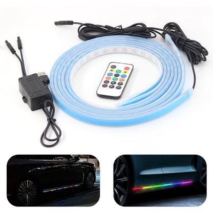 E15U 1.5m USB Cable Modified Ambient Light Car Door Outside LED Strip Lights Colorful Voice / RC Control Breathing Running Light