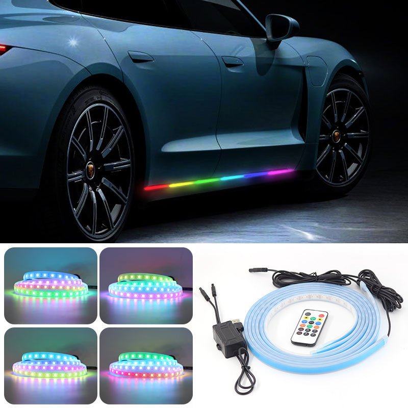 E15U 1.5m USB Cable Modified Ambient Light Car Door Outside LED Strip Lights Colorful Voice / RC Control Breathing Running Light