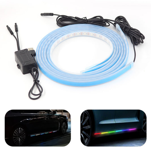 C15U 1.5m USB Car LED Strip Lights Car Outside Decor Ambient Light Voice Control Colorful Breathing Lights (No Remote)