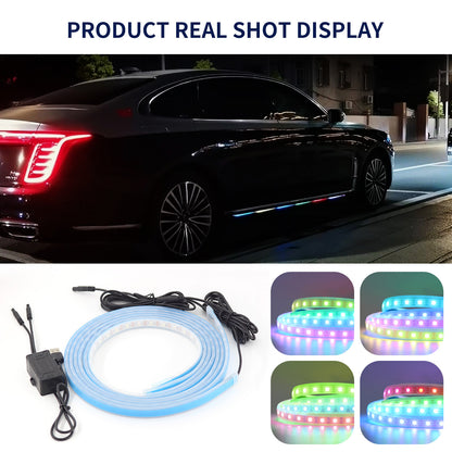 C15U 1.5m USB Car LED Strip Lights Car Outside Decor Ambient Light Voice Control Colorful Breathing Lights (No Remote)