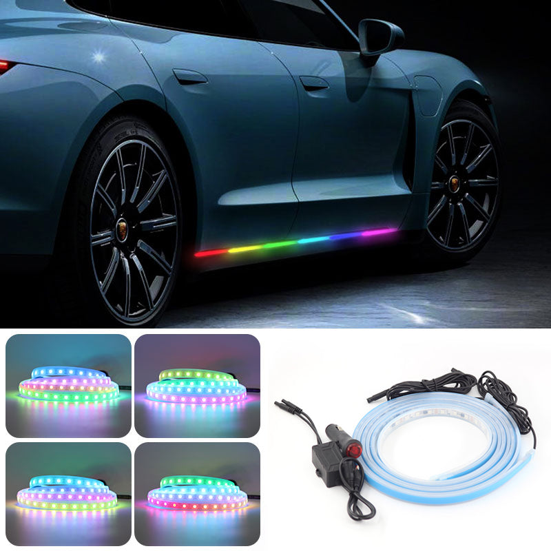 C18 Car Outside Ambient Breathing Light 1.8m Cigarette Lighter LED Strip Lights Car Voice Control Colorful Decor Light (No Remote)