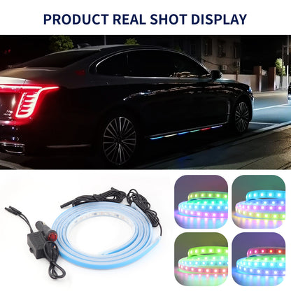 C18 Car Outside Ambient Breathing Light 1.8m Cigarette Lighter LED Strip Lights Car Voice Control Colorful Decor Light (No Remote)