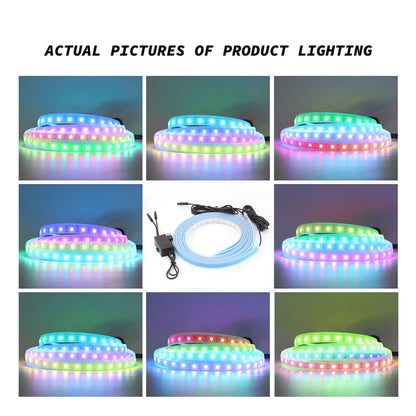 C18U 1.8m USB Car Modified Ambient Light Car Outside LED Strip Lights Voice Control Colorful Breathing Lights (No Remote)