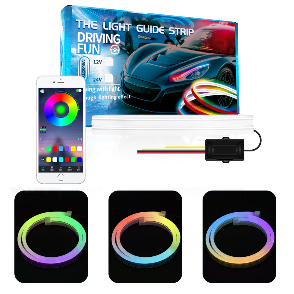 DR60 1-to-2 24V Car Headlight LED Strip Lights Starter Scan Daytime Car Colorful Turn Signal Lamp APP Control Car Lights Bar